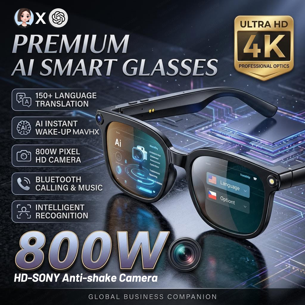 Smart Glasses Lens - Lunettes Intelligentes 4K 8MP 2026 pour
