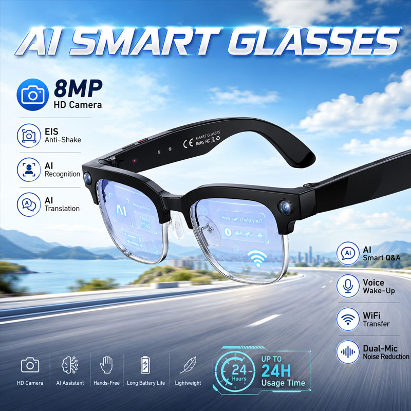 Smart Glasses Lens - Lunettes intelligentes W630 HeyCyan avec réveil